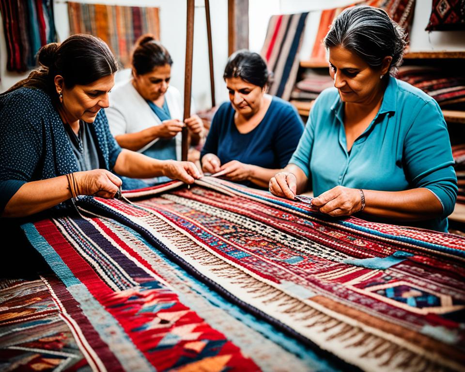 final inspection of handmade rugs